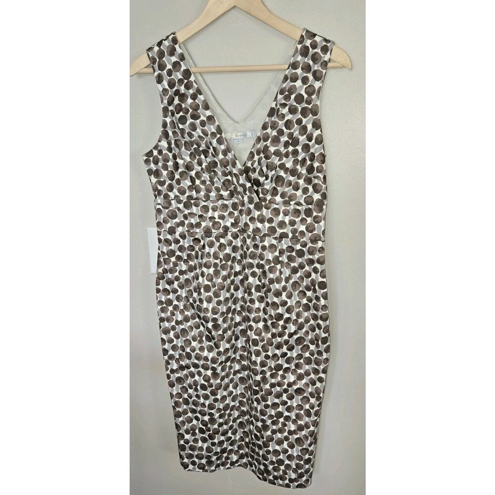 Boden Size US 8 R Smart Shift V Neck Dots Cotton Dress Sleeveless Lined